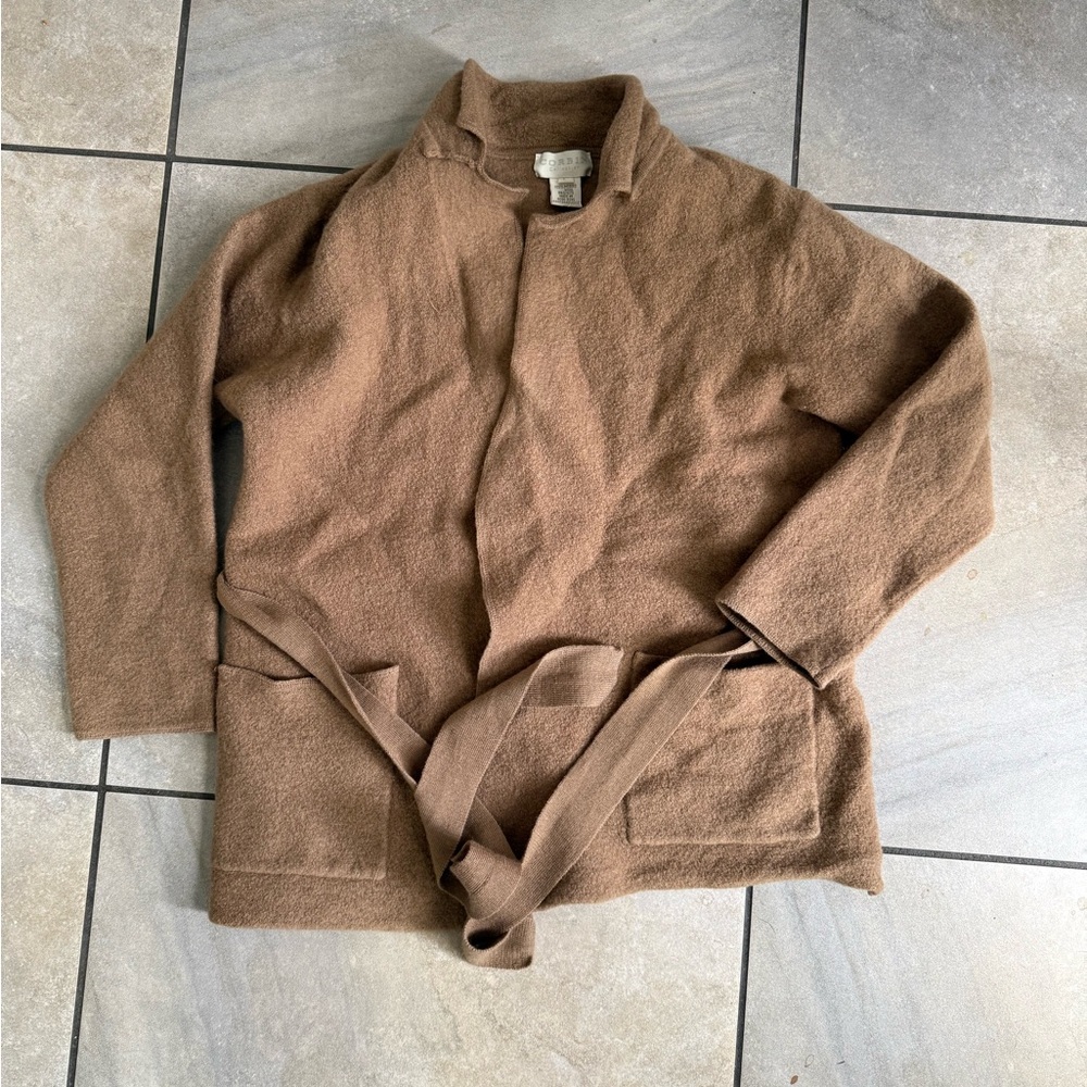Corbin Collection Wool Brown Belted Cardigan